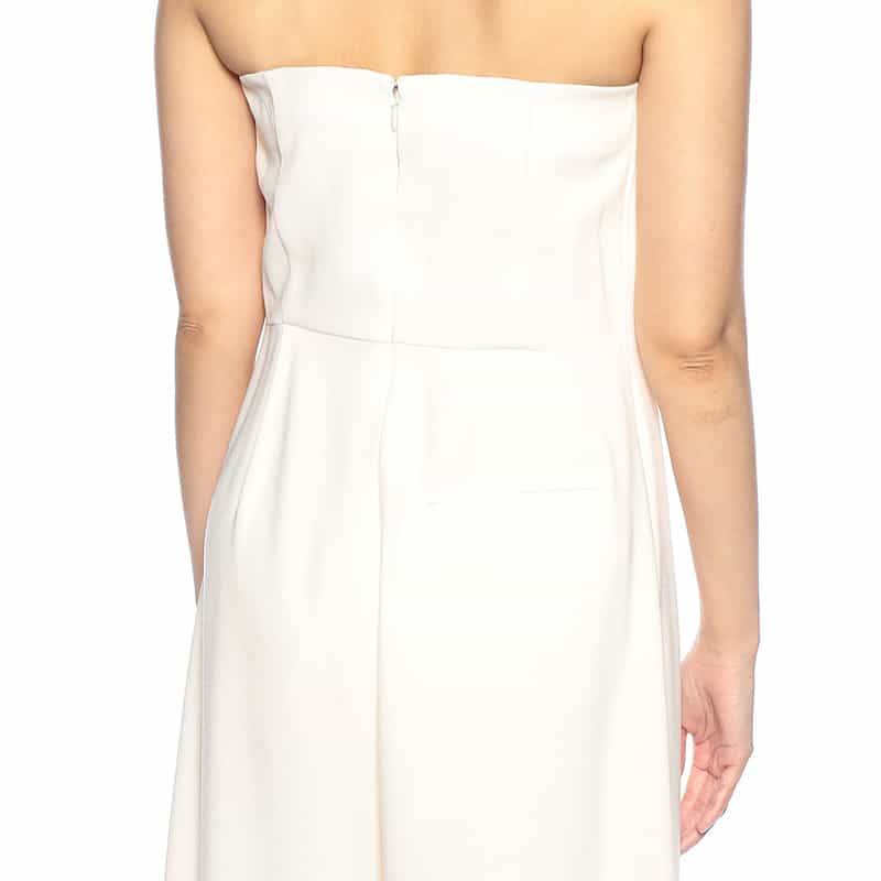BARNEYS NEW YORK バックサテン ジョーゼットジャンプスーツ IVORY