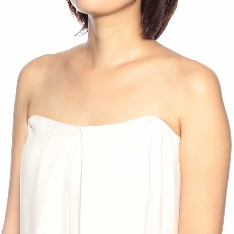 BARNEYS NEW YORK バックサテン ジョーゼットジャンプスーツ IVORY