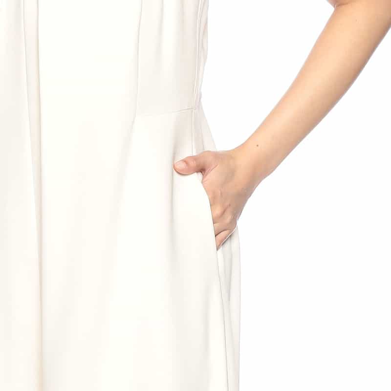 BARNEYS NEW YORK バックサテン ジョーゼットジャンプスーツ IVORY