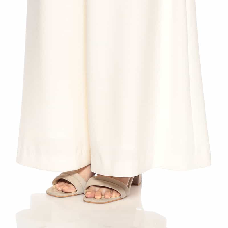 BARNEYS NEW YORK バックサテン ジョーゼットジャンプスーツ IVORY