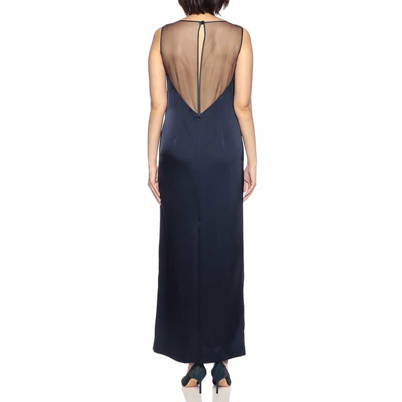 BARNEYS NEW YORK バックシアーマキシドレス NAVY