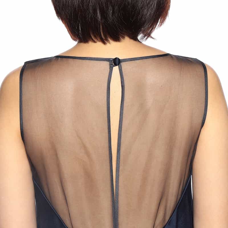 BARNEYS NEW YORK バックシアーマキシドレス NAVY