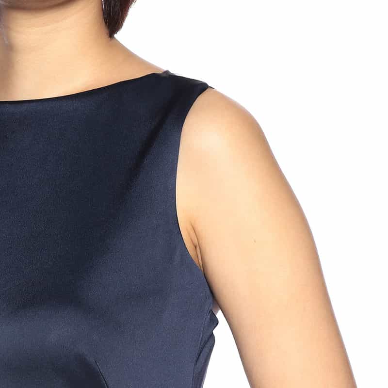 BARNEYS NEW YORK バックシアーマキシドレス NAVY