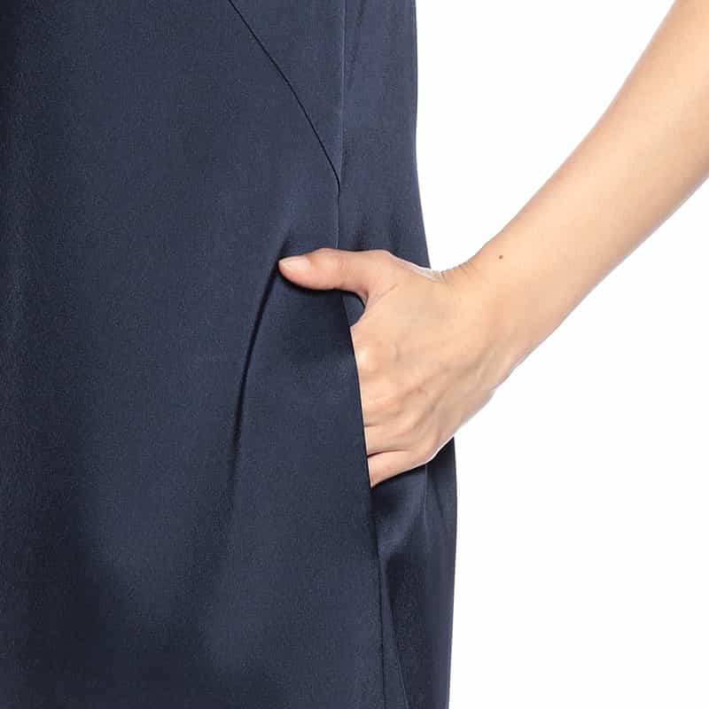 BARNEYS NEW YORK バックシアーマキシドレス NAVY