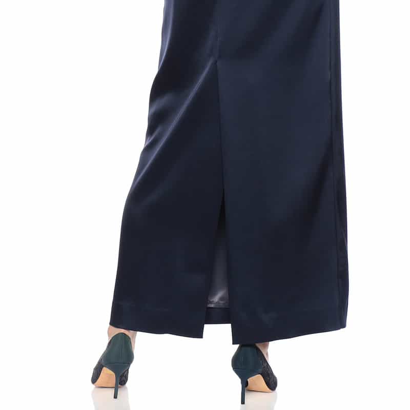 BARNEYS NEW YORK バックシアーマキシドレス NAVY