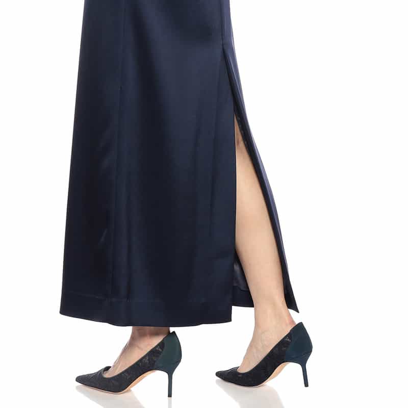 BARNEYS NEW YORK バックシアーマキシドレス NAVY