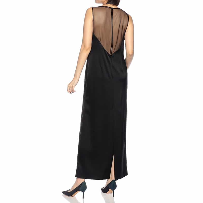 BARNEYS NEW YORK バックシアーマキシドレス BLACK
