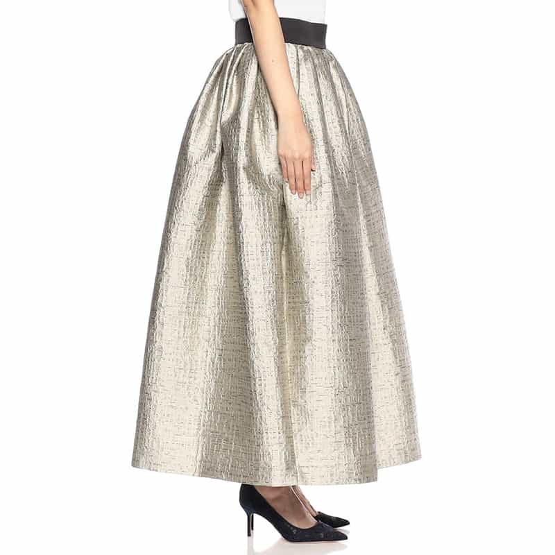 BARNEYS NEW YORK ジャカード素材ギャザーロングスカート LT GRAY