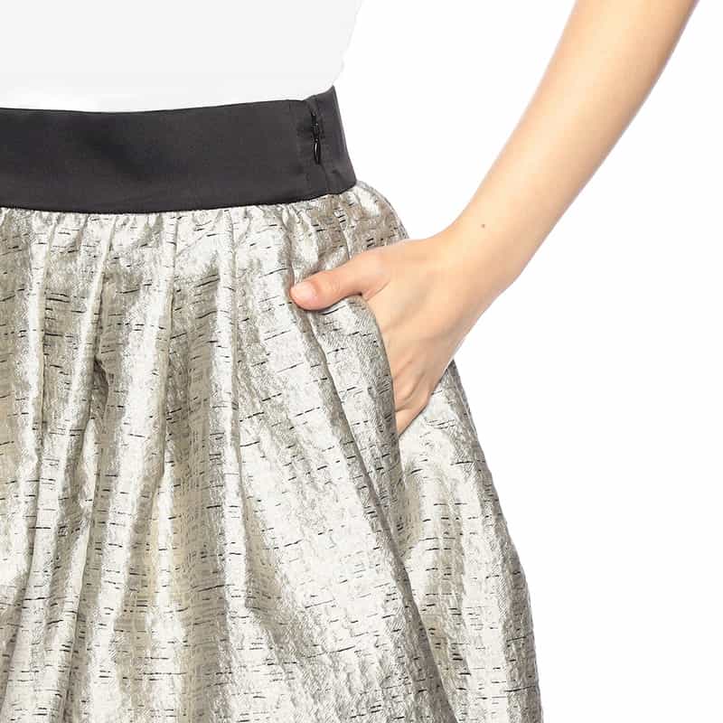 BARNEYS NEW YORK ジャカード素材ギャザーロングスカート LT GRAY