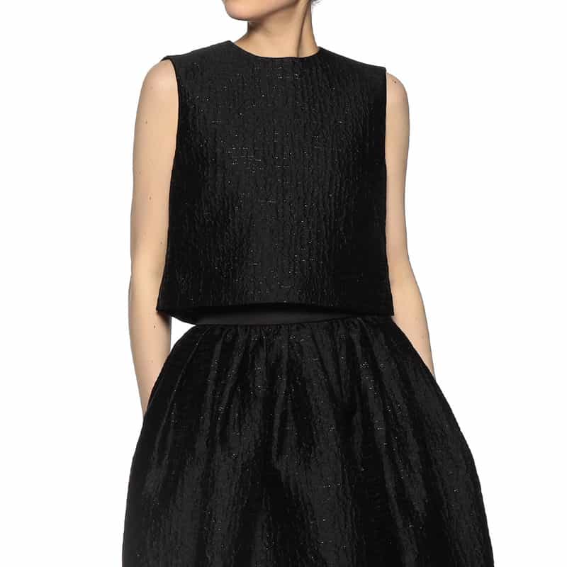 BARNEYS NEW YORK ジャカード素材バックジップブラウス BLACK