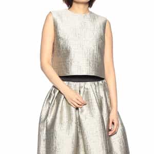 ジャカード素材バックジップブラウス