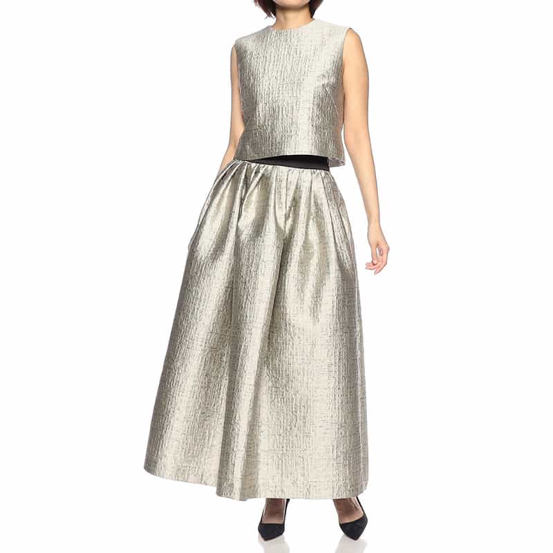 BARNEYS NEW YORK ジャカード素材バックジップブラウス LT GRAY