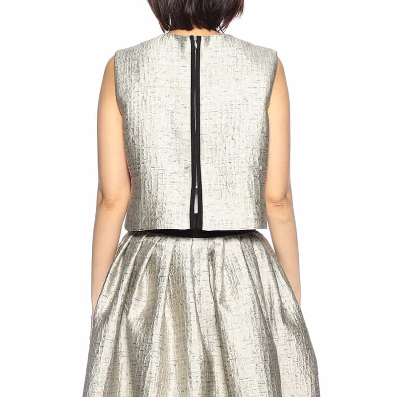 BARNEYS NEW YORK ジャカード素材バックジップブラウス LT GRAY