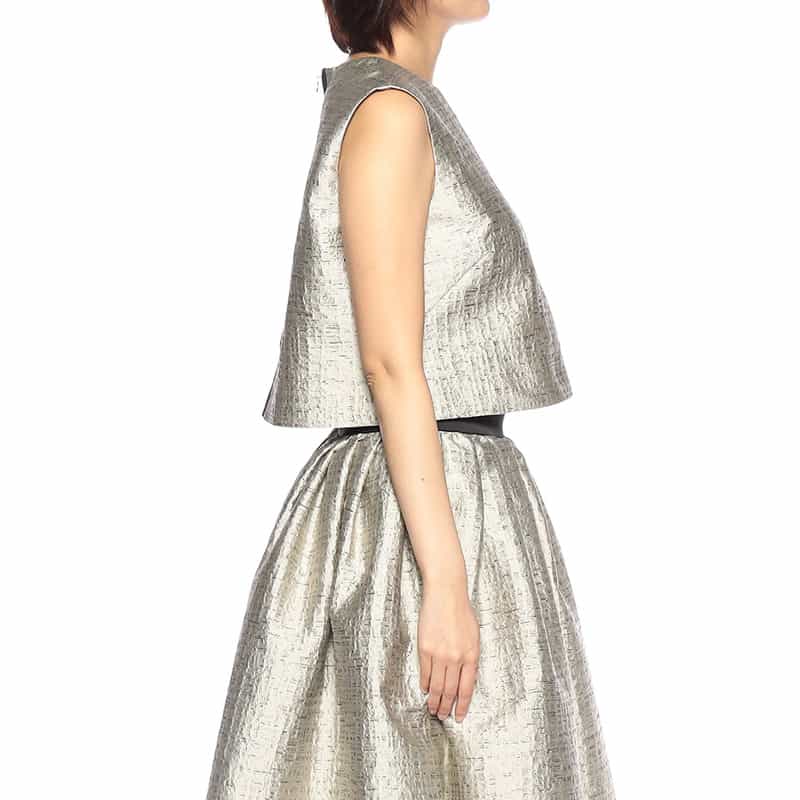 BARNEYS NEW YORK ジャカード素材バックジップブラウス LT GRAY