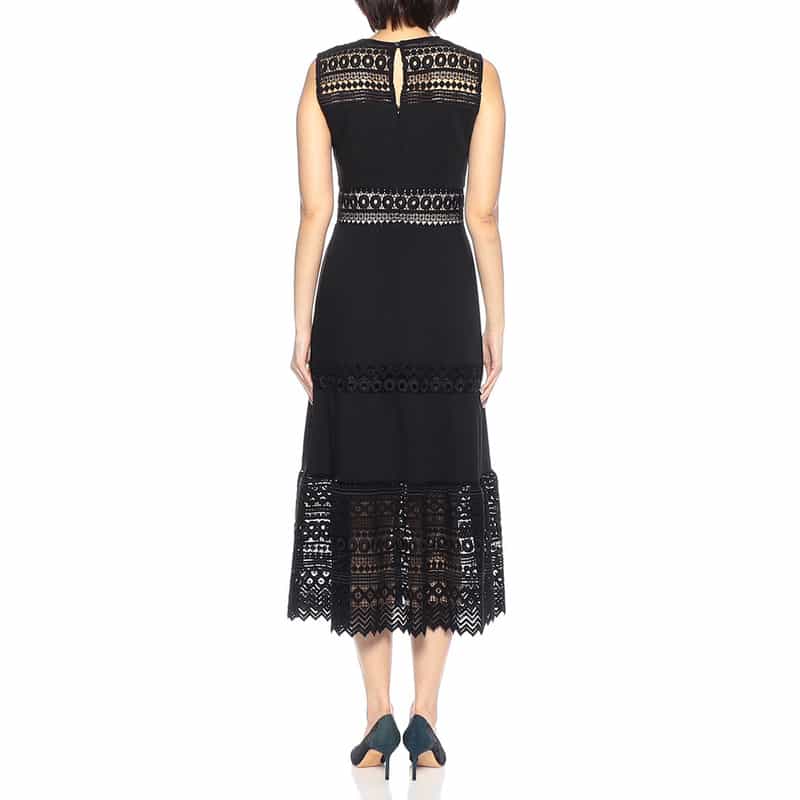 BARNEYS NEW YORK ジオメトリック柄レースドレス BLACK