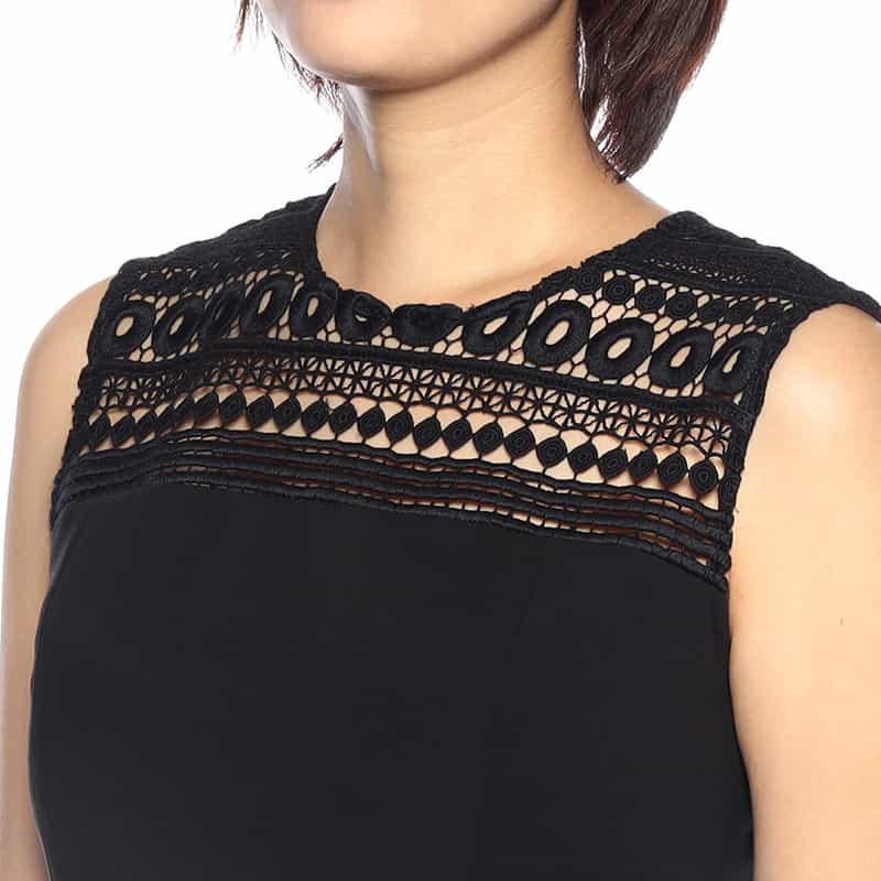 BARNEYS NEW YORK ジオメトリック柄レースドレス BLACK