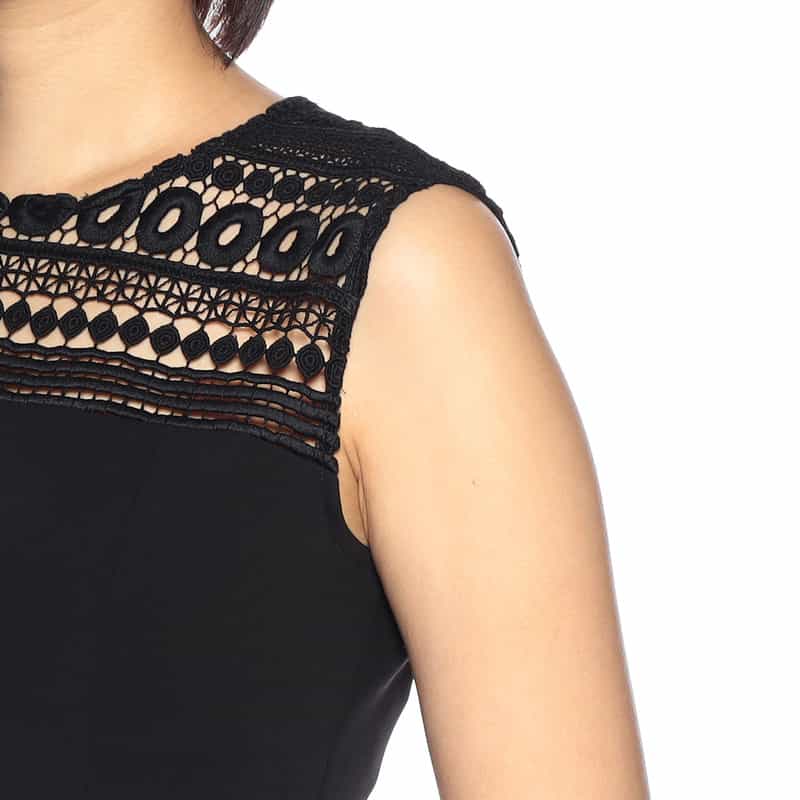 BARNEYS NEW YORK ジオメトリック柄レースドレス BLACK