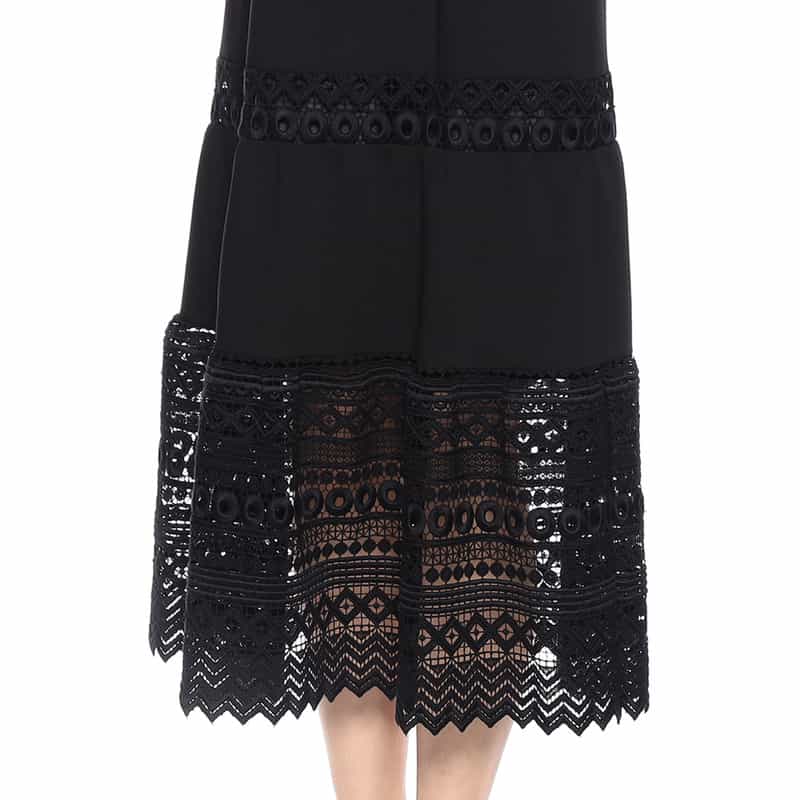 BARNEYS NEW YORK ジオメトリック柄レースドレス BLACK