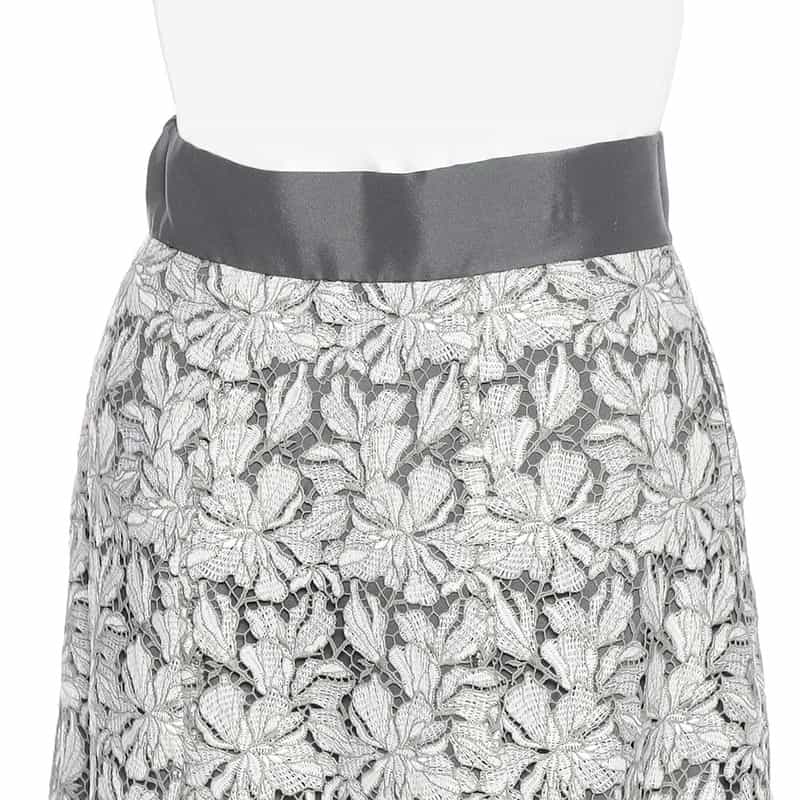 BARNEYS NEW YORK フラワーレース フレアロングスカート LIGHT GREEN