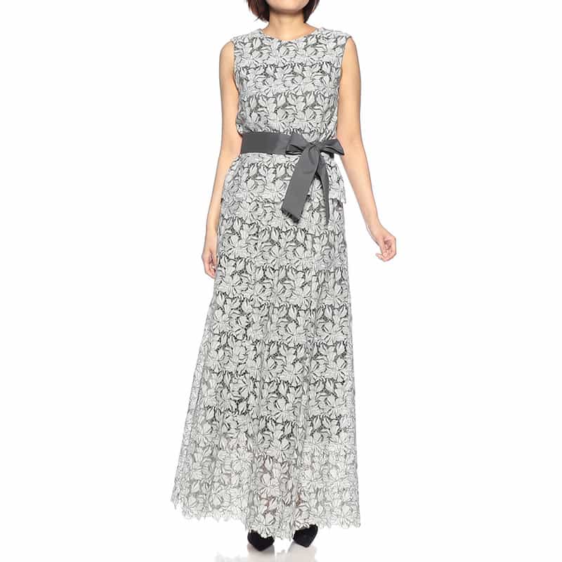 BARNEYS NEW YORK フラワーレース ウエストリボンブラウス LIGHT GREEN