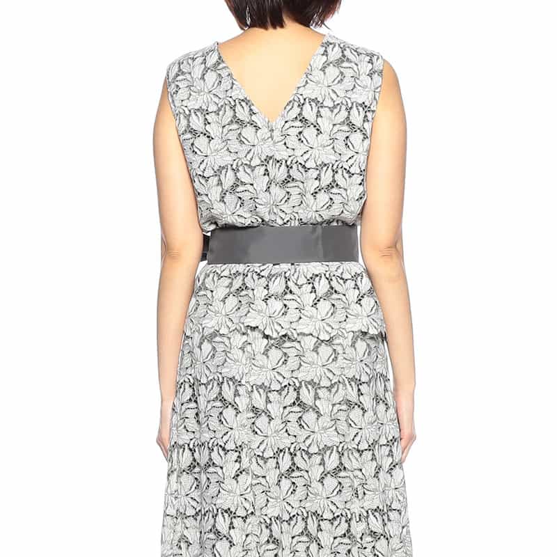 BARNEYS NEW YORK フラワーレース ウエストリボンブラウス LIGHT GREEN