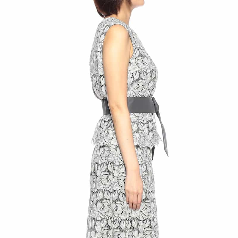 BARNEYS NEW YORK フラワーレース ウエストリボンブラウス LIGHT GREEN