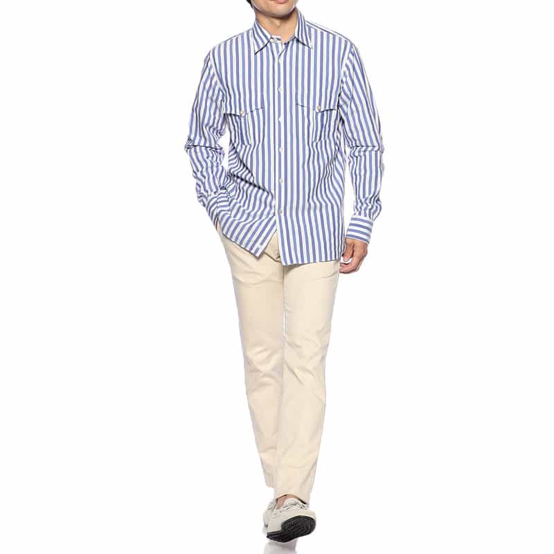 ALESSANDRO GHERARDI ストライプ柄シャツ BLUE