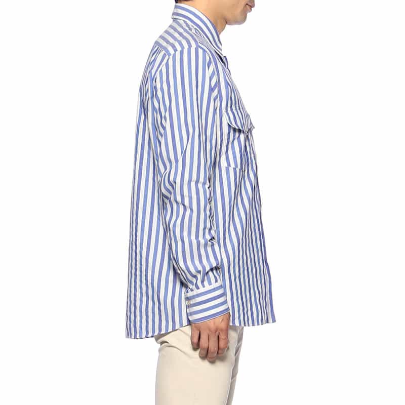 ALESSANDRO GHERARDI ストライプ柄シャツ BLUE