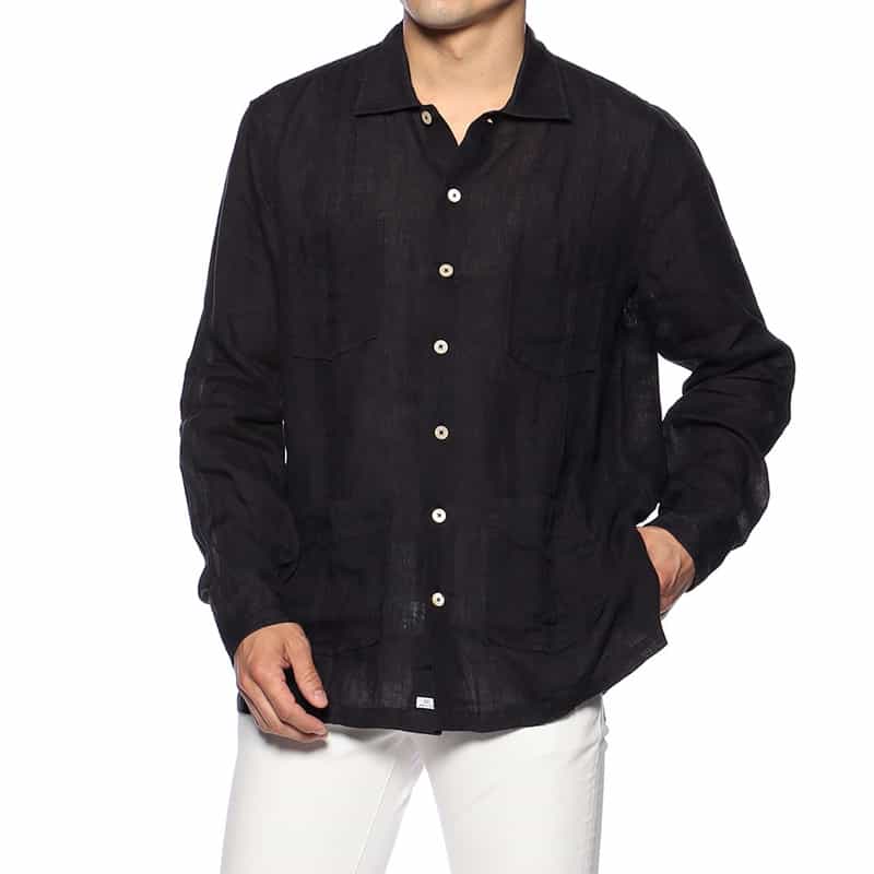 ALESSANDRO GHERARDI リネンキューバシャツ BLACK
