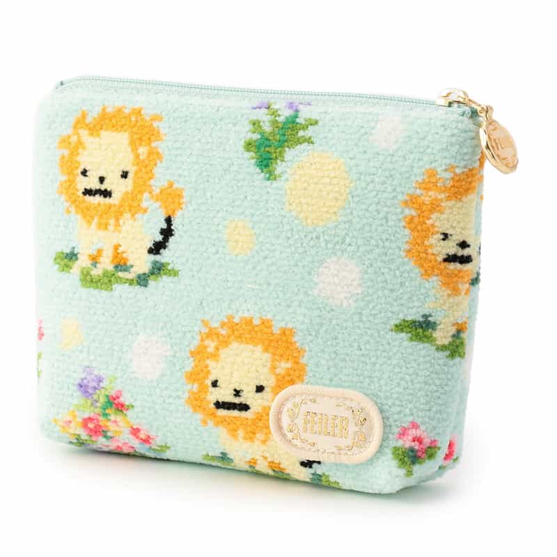 FEILER 限定ライオン&ドット柄ポーチ LIGHT GREEN