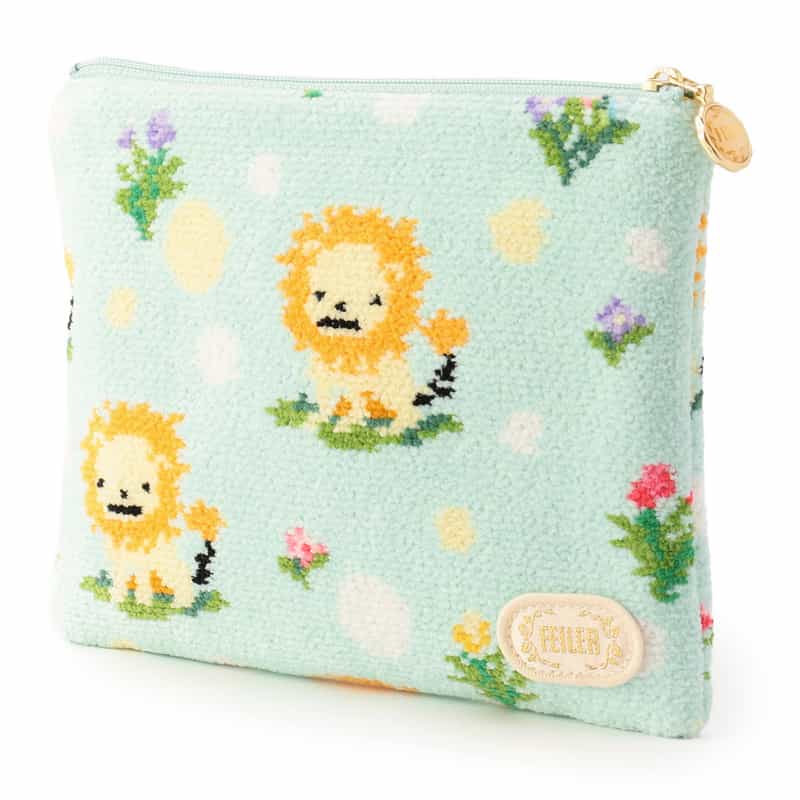 FEILER 限定ライオン＆ドット柄ポーチ LIGHT GREEN