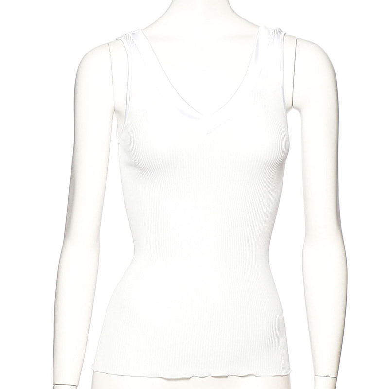 OSCALITO Vネック リブタンクトップ WHITE