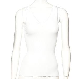 Vネック リブタンクトップ