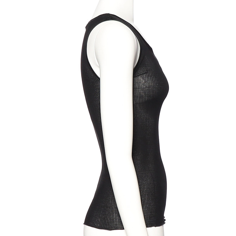 OSCALITO Vネック リブタンクトップ BLACK