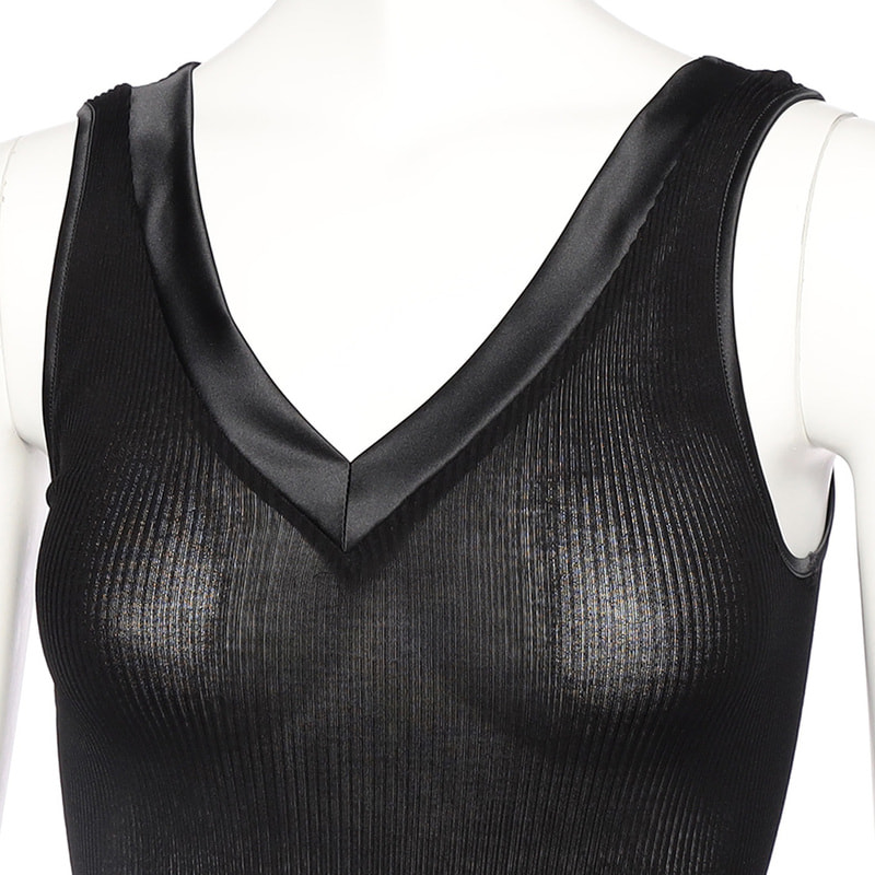 OSCALITO Vネック リブタンクトップ BLACK