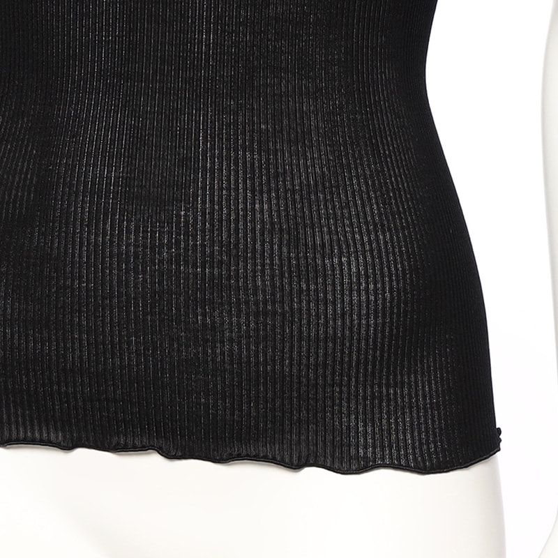 OSCALITO Vネック リブタンクトップ BLACK