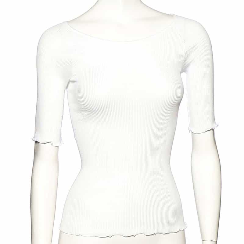OSCALITO リブクルーネックトップス WHITE
