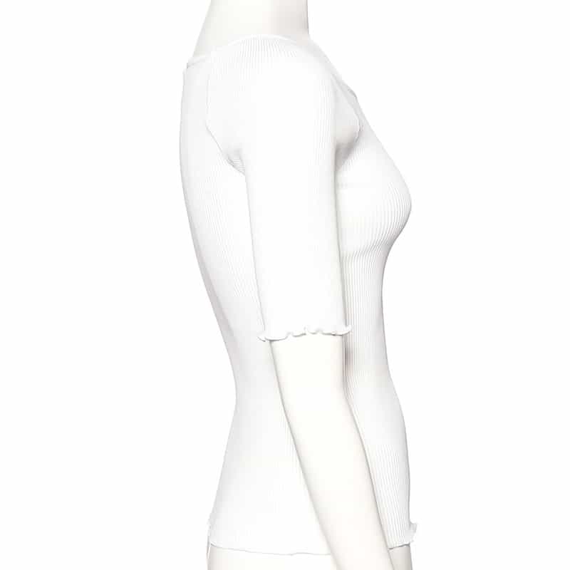 OSCALITO リブクルーネックトップス WHITE