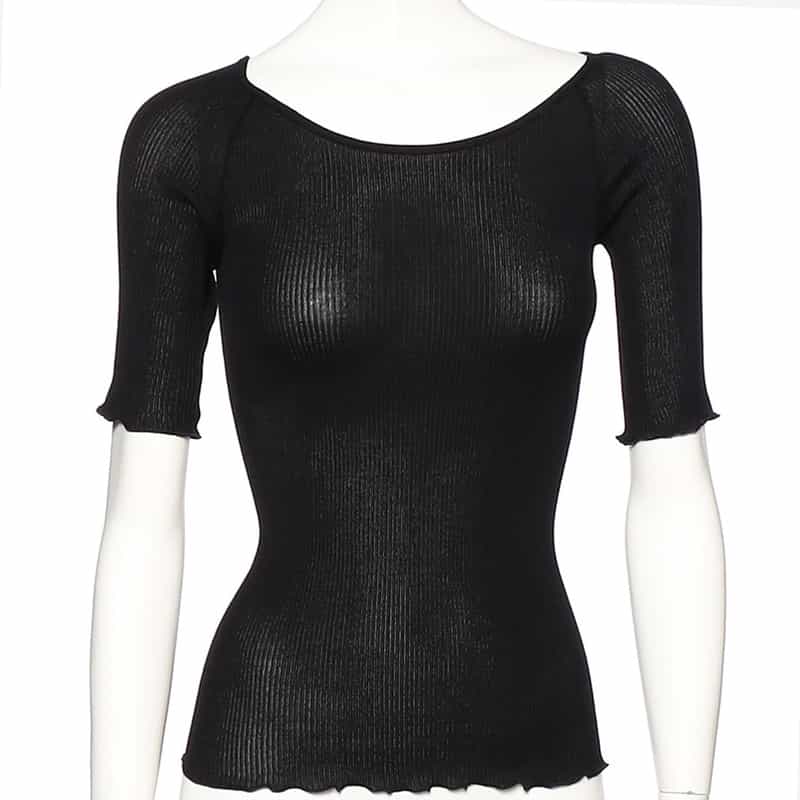 OSCALITO リブクルーネックトップス BLACK