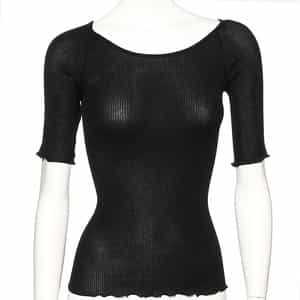 リブクルーネックトップス