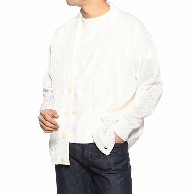 GIM Vネックニットカーディガン WHITE
