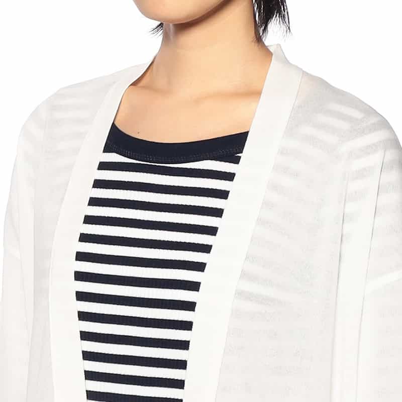 BARNEYS NEW YORK シアー素材 ロングニットカーディガン WHITE