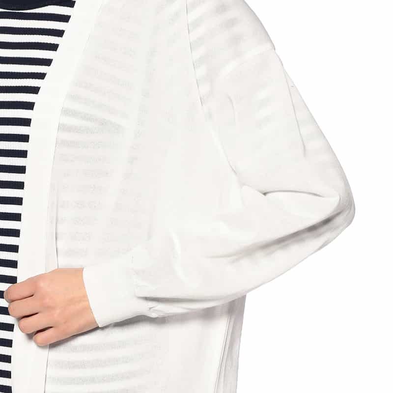 BARNEYS NEW YORK シアー素材 ロングニットカーディガン WHITE