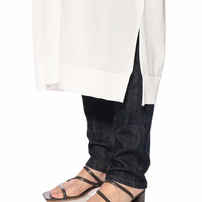 BARNEYS NEW YORK シアー素材 ロングニットカーディガン WHITE