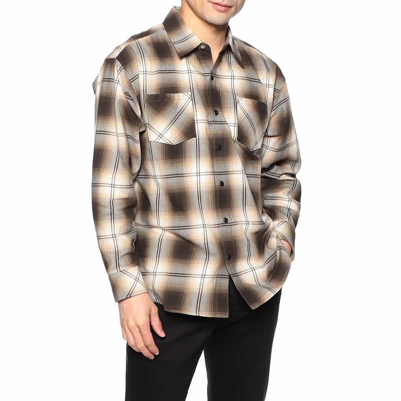 RAFU バーニーズ ニューヨーク限定チェック柄シャツ BROWN