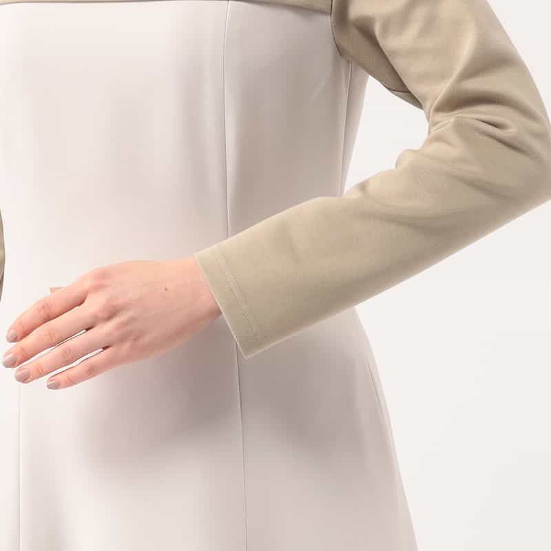 BARNEYS NEW YORK 異素材コンビネーションフレアドレス BEIGE