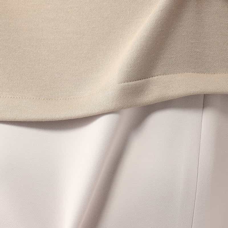 BARNEYS NEW YORK 異素材コンビネーションフレアドレス BEIGE