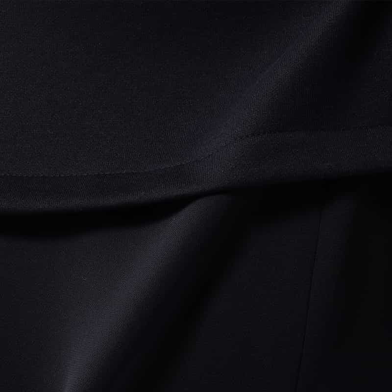 BARNEYS NEW YORK 異素材コンビネーションフレアドレス NAVY