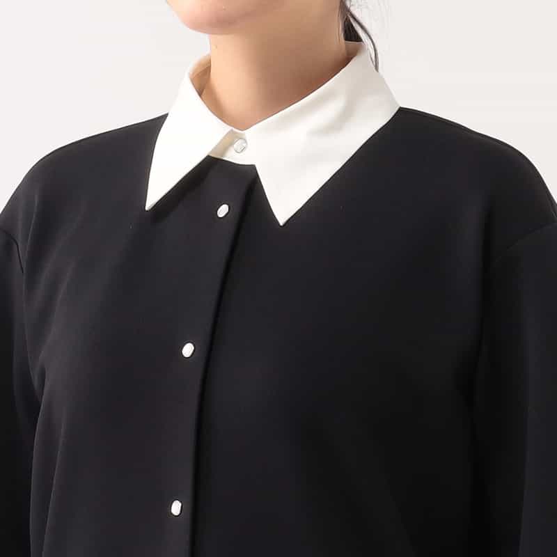 BARNEYS NEW YORK 異素材コンビネーションAラインドレス BLACK