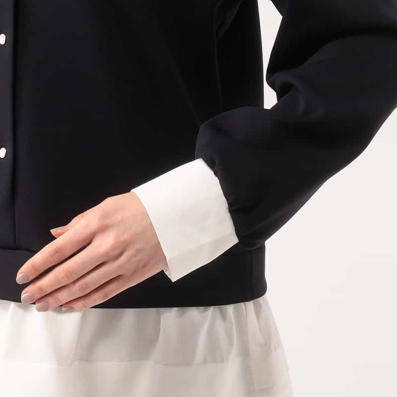 BARNEYS NEW YORK 異素材コンビネーションAラインドレス BLACK